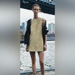 Zara Gold mini dress Size S NWT